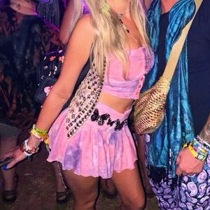 Fashion Nova Mesh Pink Purple Skirt Set 🩷